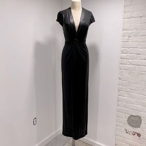 Halston Heritage Foiled Gown plunging neckline